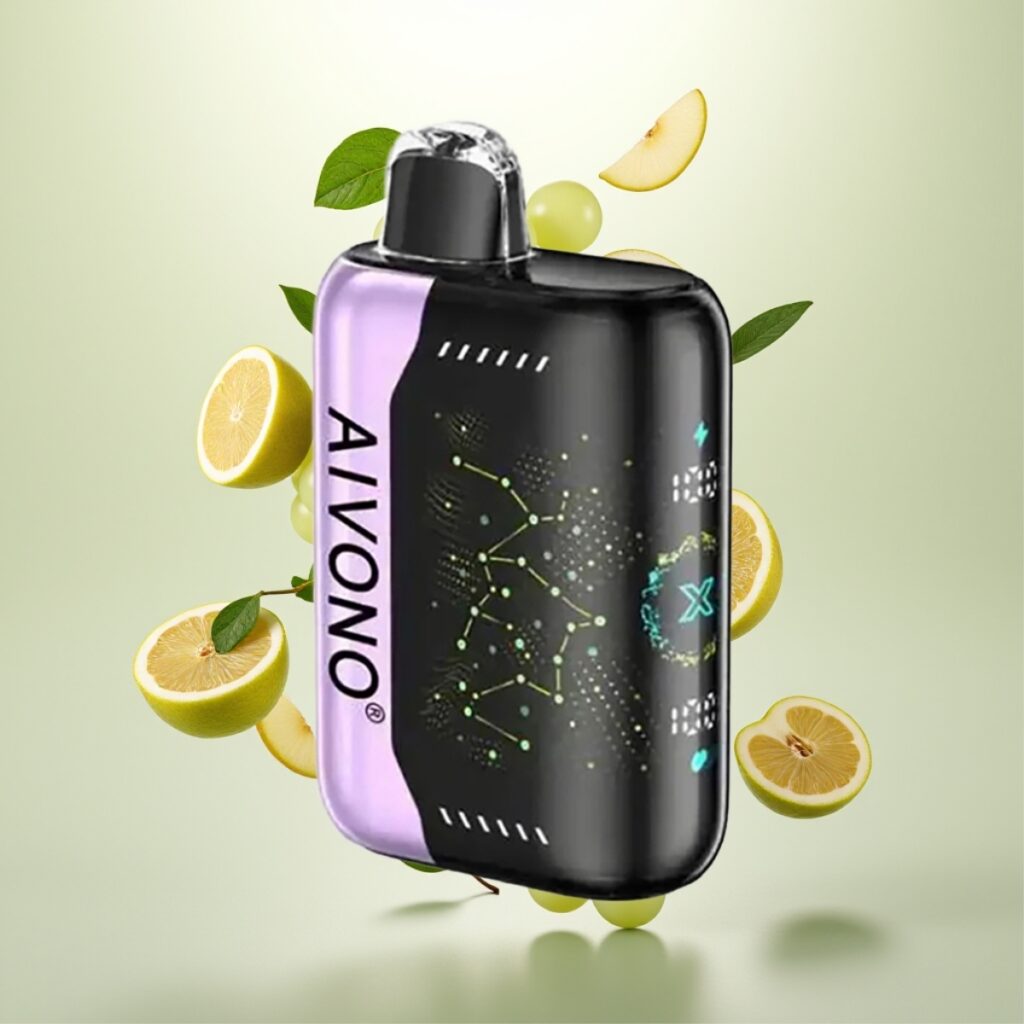 Aivono AIM BOOM 25000 Puffs | 0%-5% Nikotin | 28ml E-Liquid | 650mAh Batteri | Grønt Eple Drue