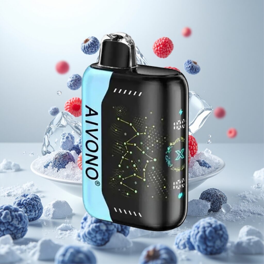 Aivono AIM BOOM 25000 Puffs – Nikotinstyrke 0%,2%,3%,5%, 650mAh Batteri, Type-C-lading, Blå Bringebær Is