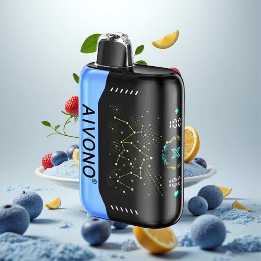 Aivono AIM BOOM 25000 Puffs – Nikotinstyrke 0%-5%, 28ml E-væske, 650mAh Batteri, Type-C-lading, Blå Rancher