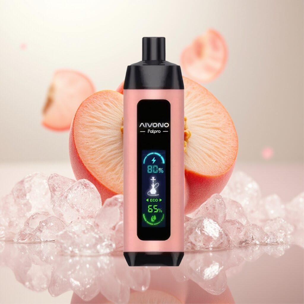 Aivono AIM FATPRO 22000 Puffs 0-5% Nikotin, 28ml E-væske, 10 smaker, 600mAh, 0.6 ohm Mesh Coil, Fersken Is