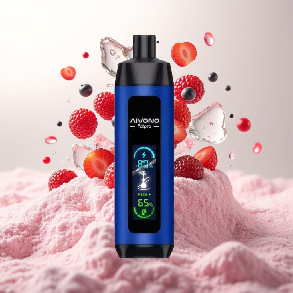 Aivono AIM FATPRO 22000 Puffs Disposabel Vape Bær Is – 28ml E-liquid, 5% Nikotin, 600mAh, 0.6 ohm Mesh Coil