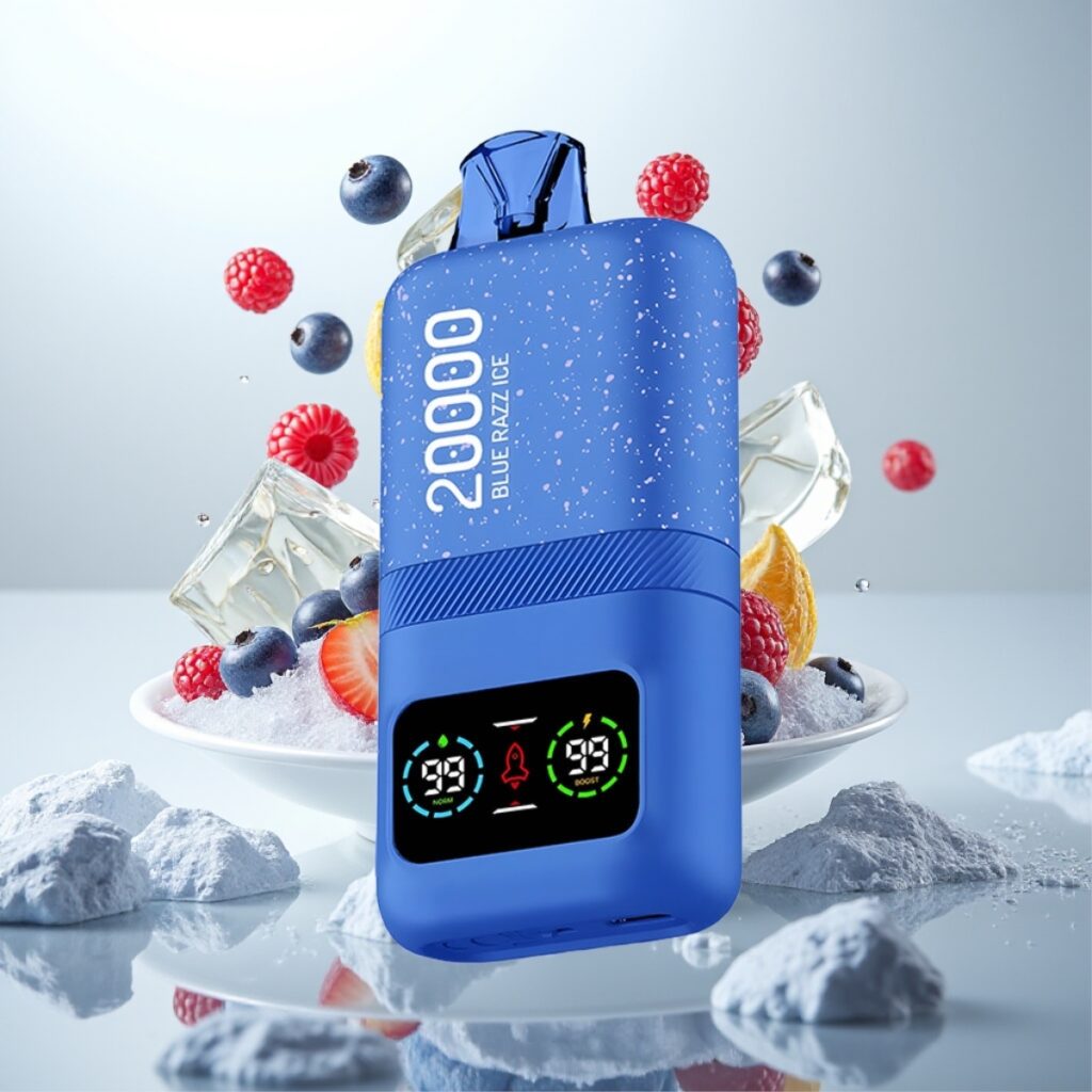 Aivono AIM MAGIC 20000 Puffs – Opptil 20 000 puff, 26ml e-væske, LCD-skjerm, Type-C-lading, Blå bringebær is