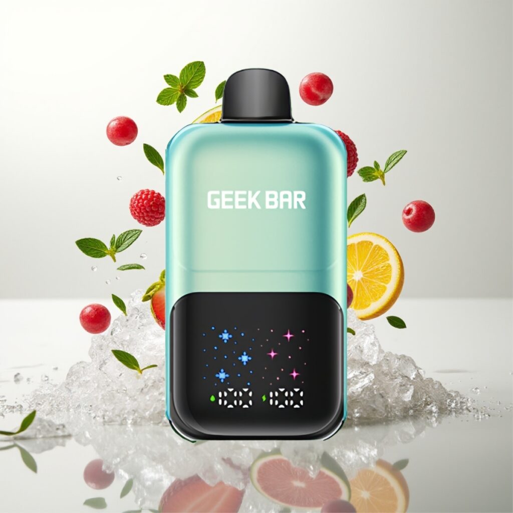 GEEK BAR 2GO 20ml 50000 Puff To-serien Engangs Vape Pen Kjølig Mynte Is – Interaktiv Stor Skjerm, 3 Nivåer Justerbar Smak/Kjølighet, Oppladbar Batteri