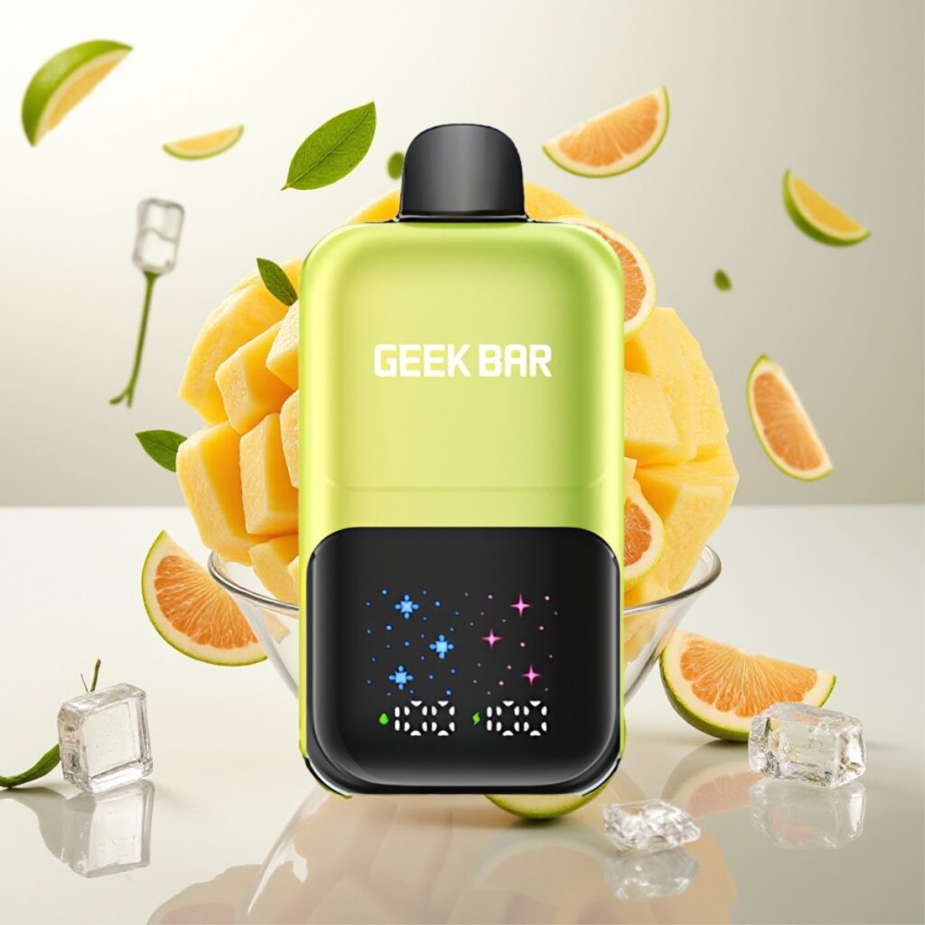 GEEK BAR 2GO 20ml 50000 Puffs To-serie engangs vapepenn Mexico Mango Is – Opptil 50000 Puff, Interaktivt Stort Skjerm