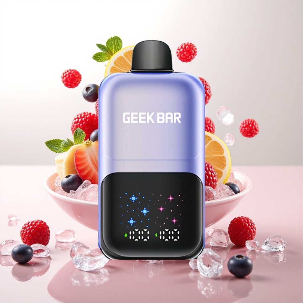 GEEK BAR 2GO 20ml 50000 Puffs To-serie engangs vapepenn med Blandede Bær Is – Stor Skjerm, Justerbar Smak/Kjølighet, 5% Nikotinsalt