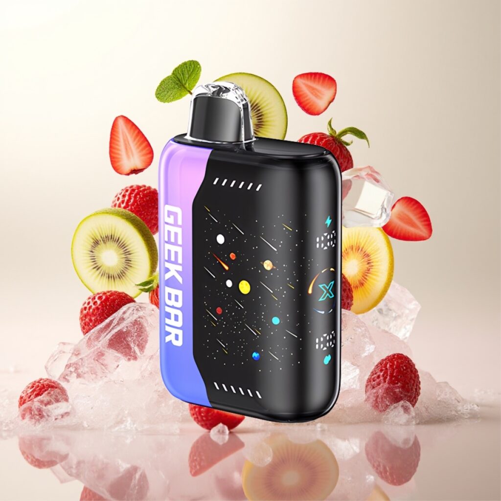 GEEK BAR Pulse X 42K Puffs Meteor Edition Jordbær Kiwi Is – 820mAh, 3D-buet skjerm, Justerbar luftstrøm