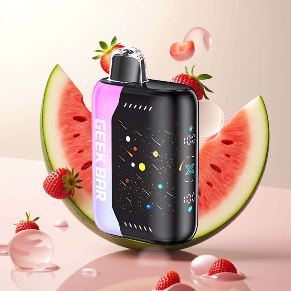 GEEK BAR Pulse X 42K Puffs Meteor Edition Jordbær Vannmelon – 820mAh, 3D-buet skjerm, Dual Mesh Coil