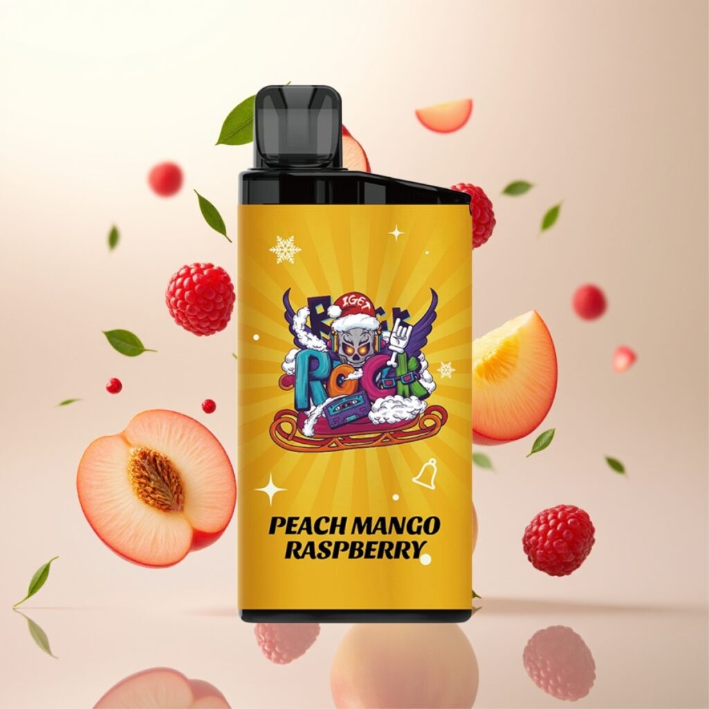 IGET Bar 3500 Puffs Engangsdamper Fersken Mango Bringebær - 1400 mAh, 1.2 Ohm Mesh Coil