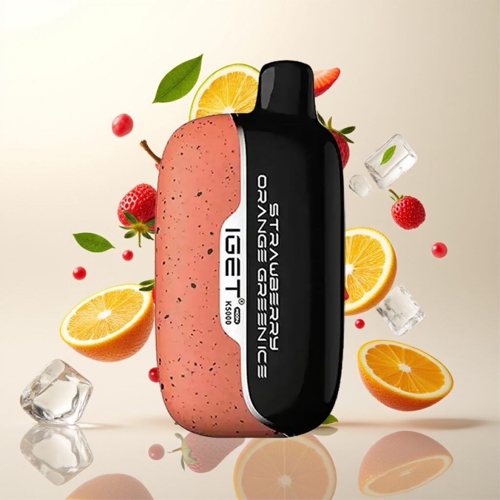 IGET Moon K5000 Puffs Engangsdamper Jordbær Appelsin Grønn Is – 5000 Puffs, 1.35 Ohm Mesh Coil