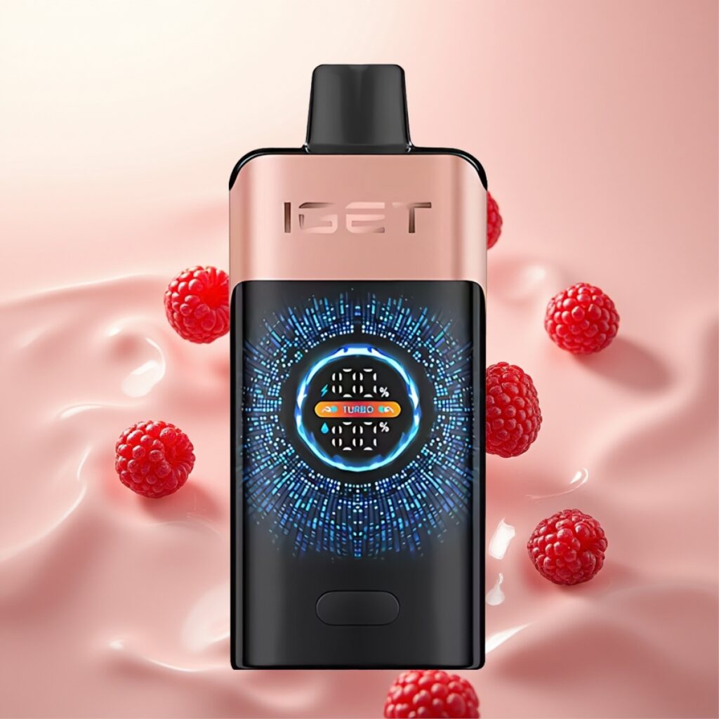 IGET ONE 12000 Puffs Engangs Vape Jordbær Bringebær – 2700 mAh, 0,6 ohm Dual Mesh Coil, 118,9g