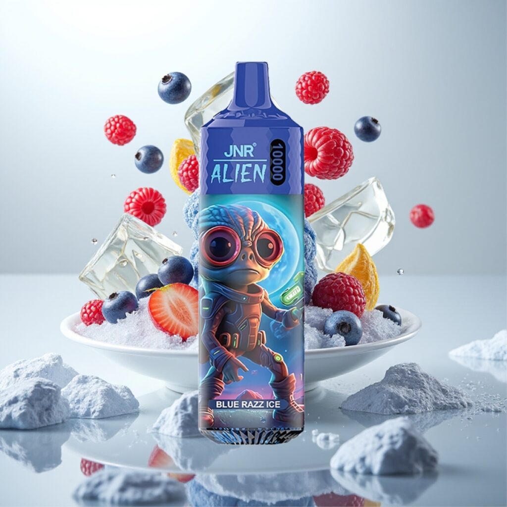 JNR Alien 10000 Puffs – 850mAh, 20ml, Type-C – Blå Bringebær Is