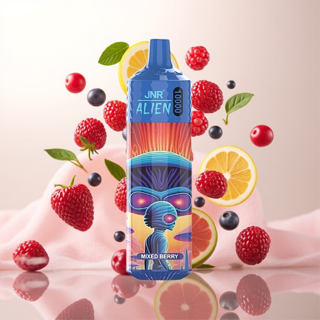 JNR Alien 10000 Puffs Engangs Vape Blåbær Mix – 850mAh, 20ml, Type-C Lading, RGB-LED