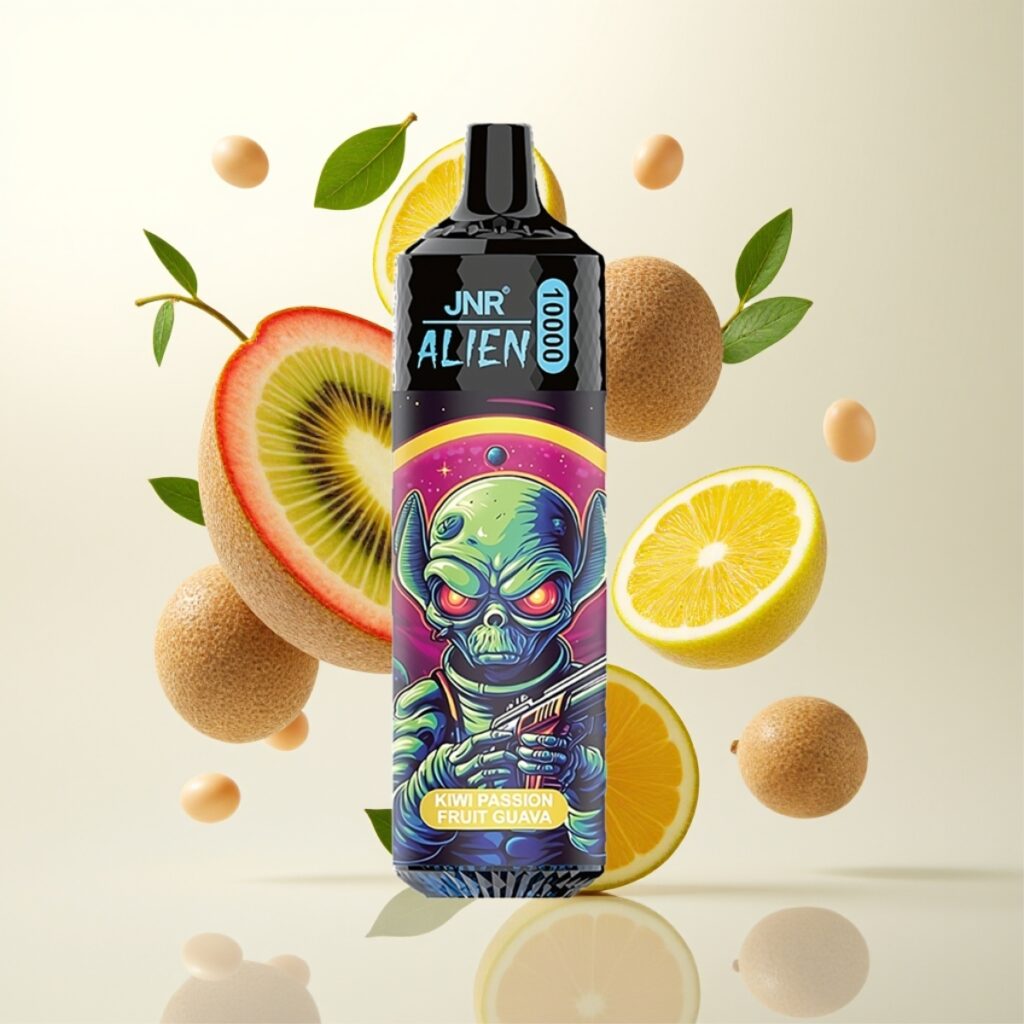 JNR Alien 10000 Puffs Engangs Vape Kiwi pasjonsfrukt guava – 850mAh, 20ml, Type-C-lading