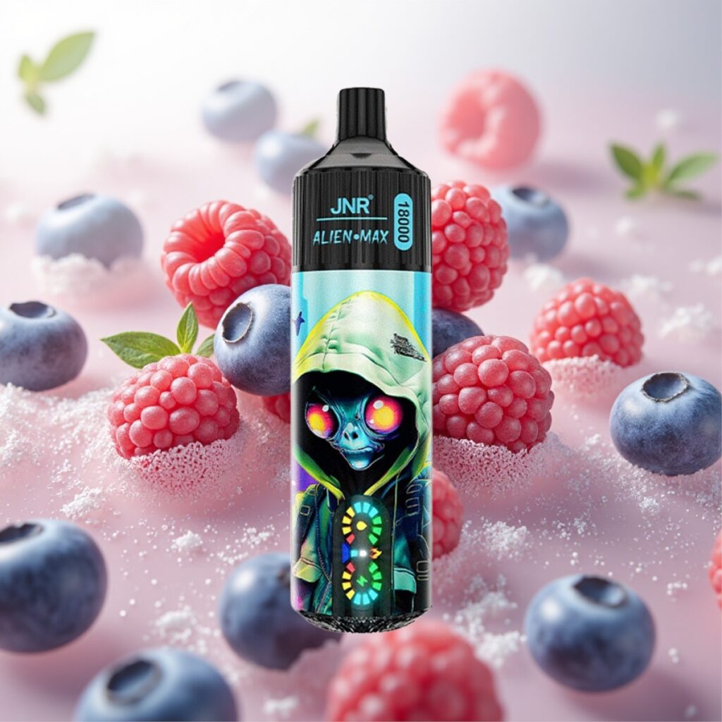 JNR Alien Max 18000 Puffs Blåbær Bringebær – Smart LED-skjerm, 28ml E-væske, 850mAh Batteri