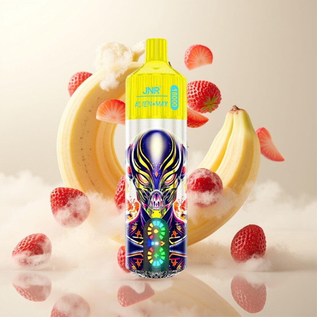 JNR Alien Max 18000 Puffs Engangs Vape Jordbær Banan – Smart LED-skjerm, 850mAh Batteri, 28ml E-væske