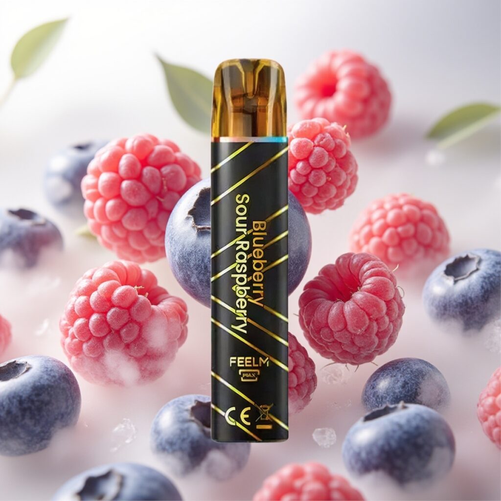 JNR Black&Golden 600+200 Puffs Engangs Vape Blåbær Sur Bringebær – 800 Puffs, 550mAh, 2ml