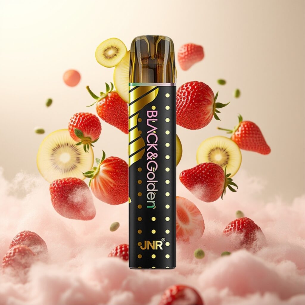 JNR Black&Golden 600+200 Puffs Engangsvape Jordbær Kiwi – 800 Puffs, 550mAh, 2ml, 2% Nikotin