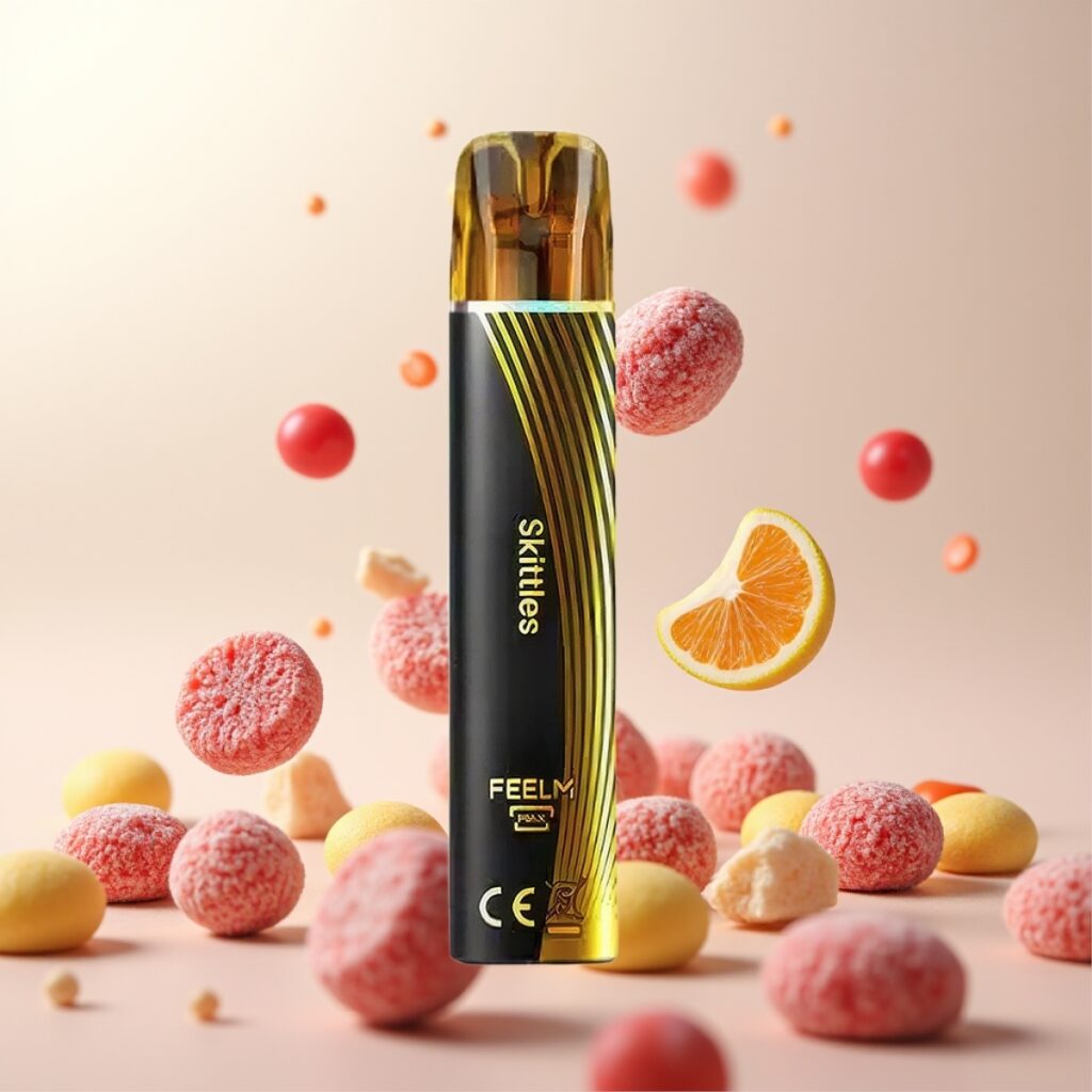JNR Black&Golden 800 Puffs Engangsvape med 550mAh Batteri og 2ml E-Liquid, TPD-sertifisert, Nikotininnhold 2% Skittles