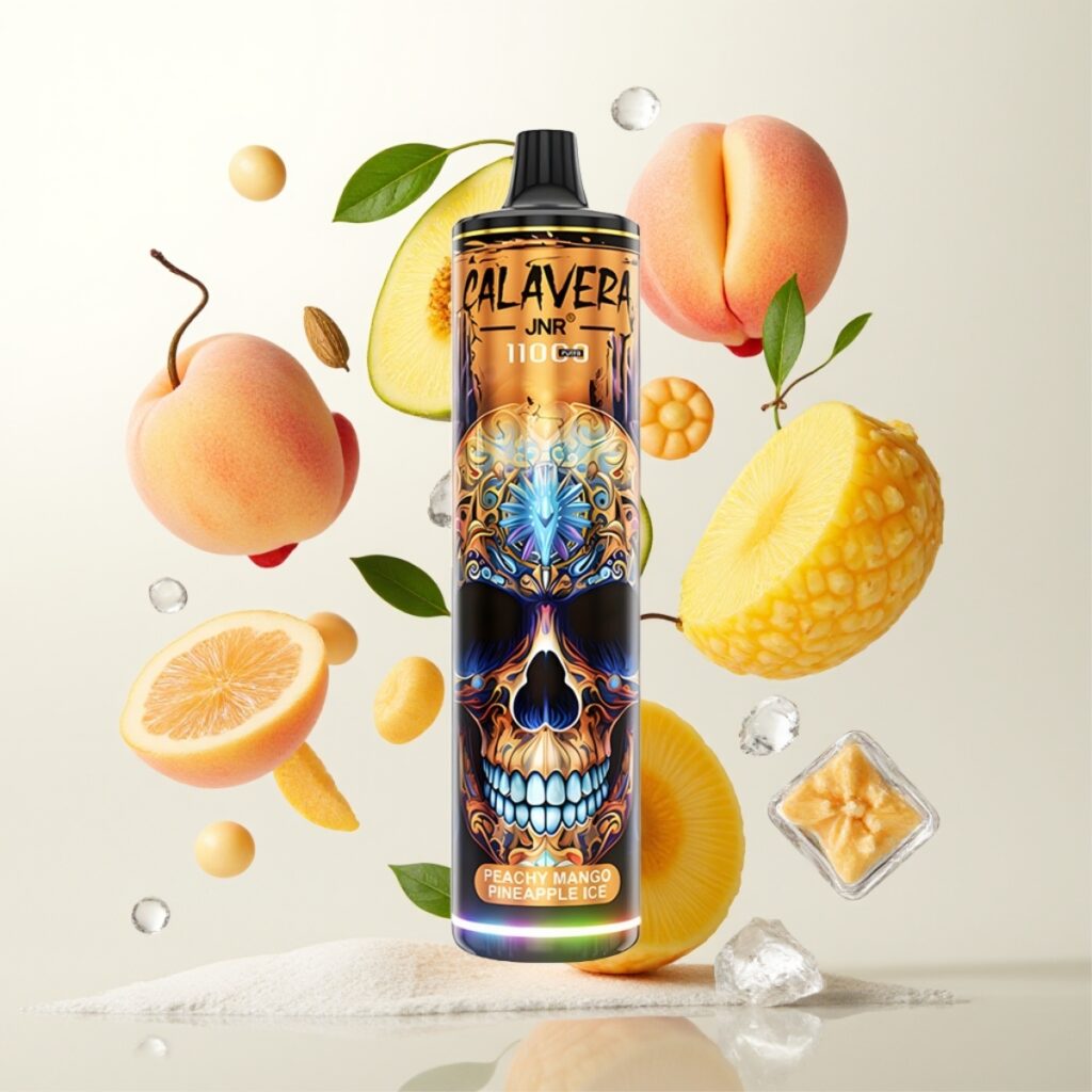 JNR Calavera 11000 Puffs Engangs Vape Fersken Mango Ananas Is – Type-C lading, 850 mAh batteri, 21ml e-væske