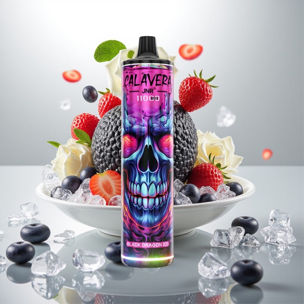 JNR Calavera 11000 Puffs Engangs Vape Svart Drage Is – Type-C lading, 850 mAh batteri, 21 ml e-væske