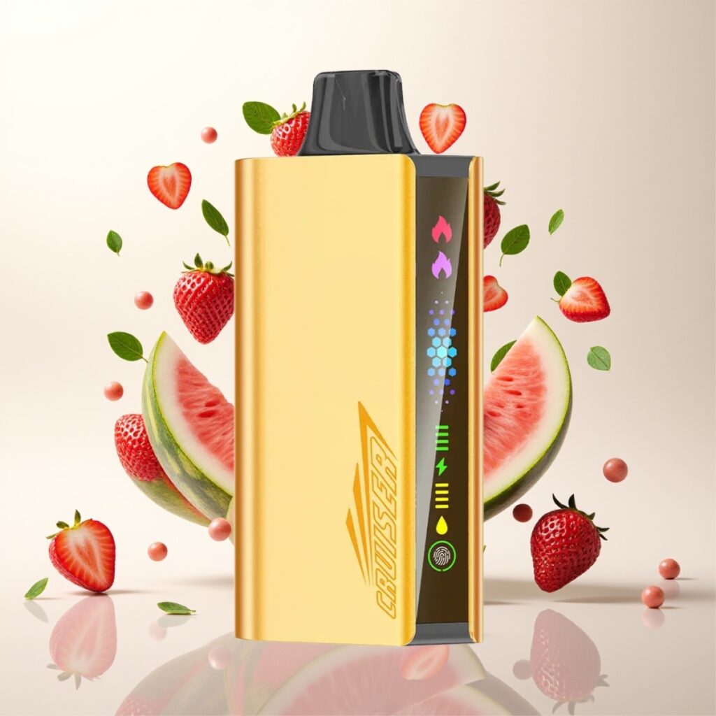 JNR Cruiser 12000 Puffs Ladefri Engangs Vape med 3500 mAh batteri, 25ml e-væske, 1.2ohm Dual Mesh Coil – Jordbær Kokos Vannmelon