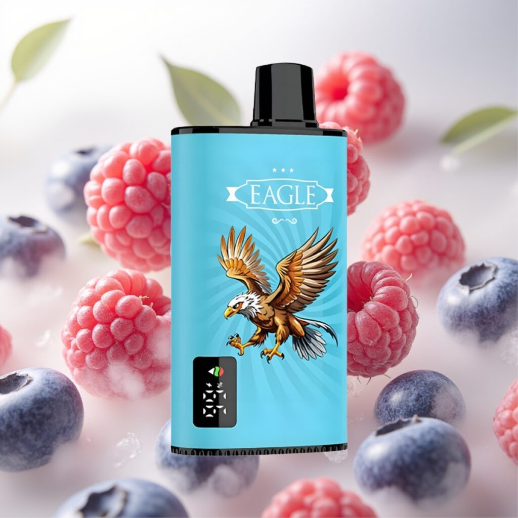 JNR EAGLE Smart 23000 Puffs Engangs Vape Blåbær Sur Bringebær med Digitale Skjerm, 1.0ohm Mesh Coil, Justerbar Luftstrøm