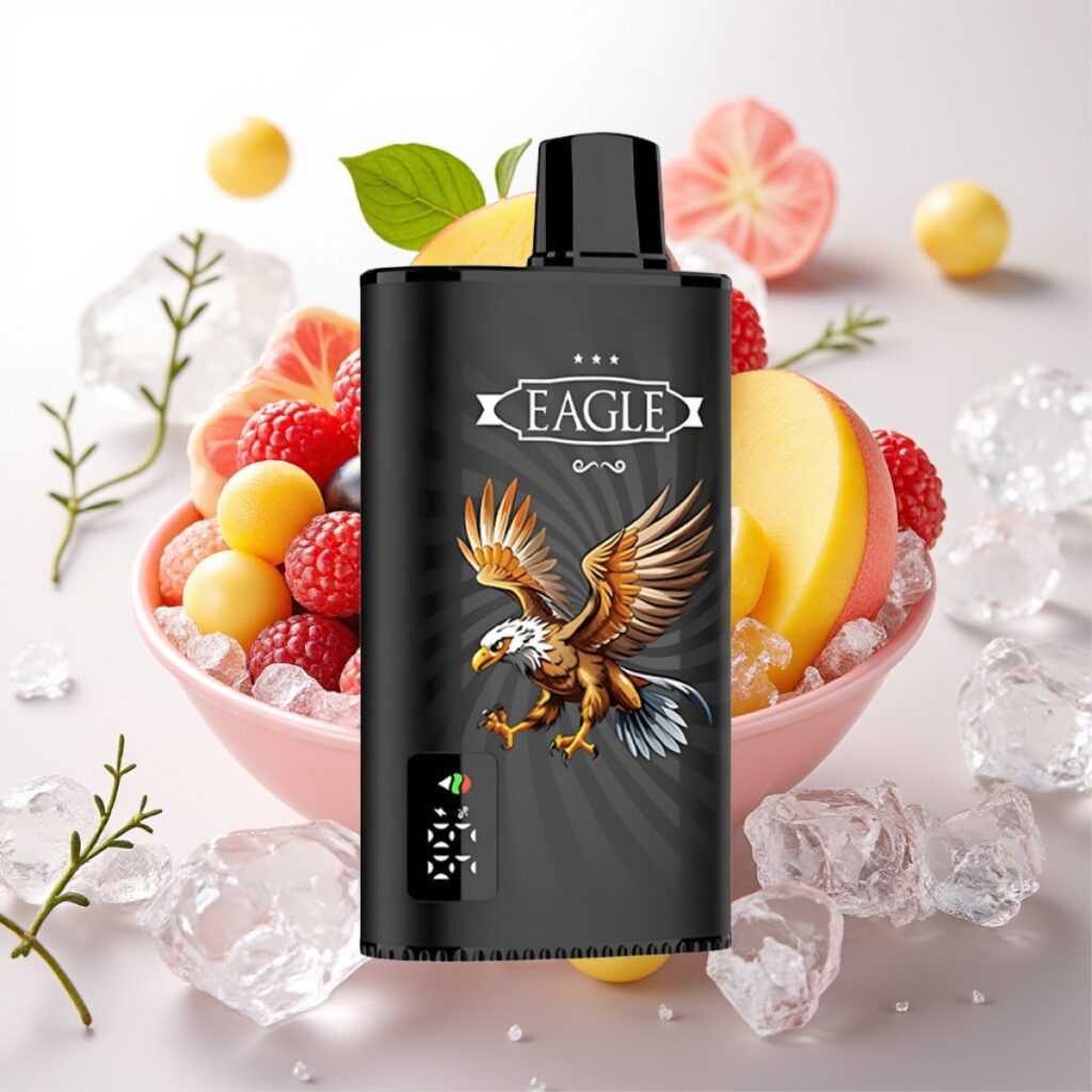 JNR EAGLE Smart 23000 Puffs Engangs Vape – Digitalt Skjerm, Justerbar Luftstrøm, 25ml e-Væske, Solbærmango Is