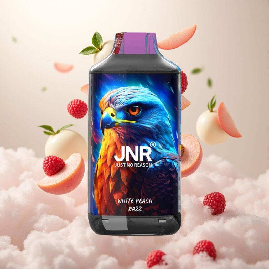 JNR Falcon 16000 Puffs Engangsvaper Hvit Fersken Razz – 850 mAh, 22ml, Dual Mesh Coil