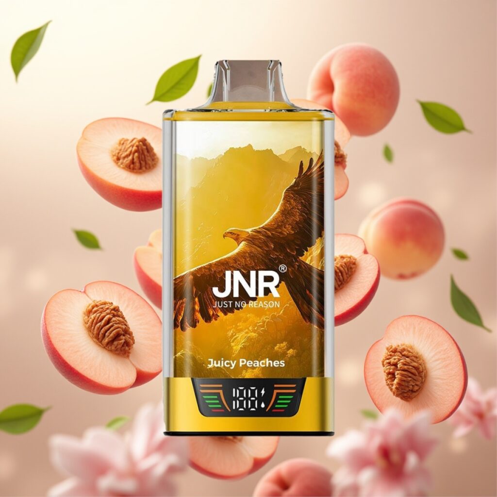 JNR Falcon Pro 28000 Engangs Vape - Saftige Fersken, 30ml, 28000 Puff, 5% Nikotin, Smart Display, Dual Mesh Coil