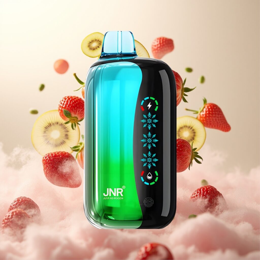 JNR Flex Ice 21000 Puffs Engangs Vape Jordbær Kiwi – Justerbar Ice, 26ml, 1.2 Ohm Dual Mesh, 1000mAh