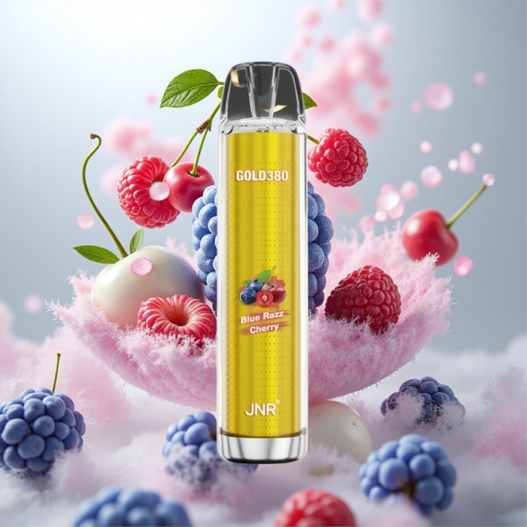 JNR Glod380 6000 Puffs Engangs Vape Blå Bringebær Kirsebær – 6000 Puffs, 1500mAh, 1.0ohm Mesh Coil