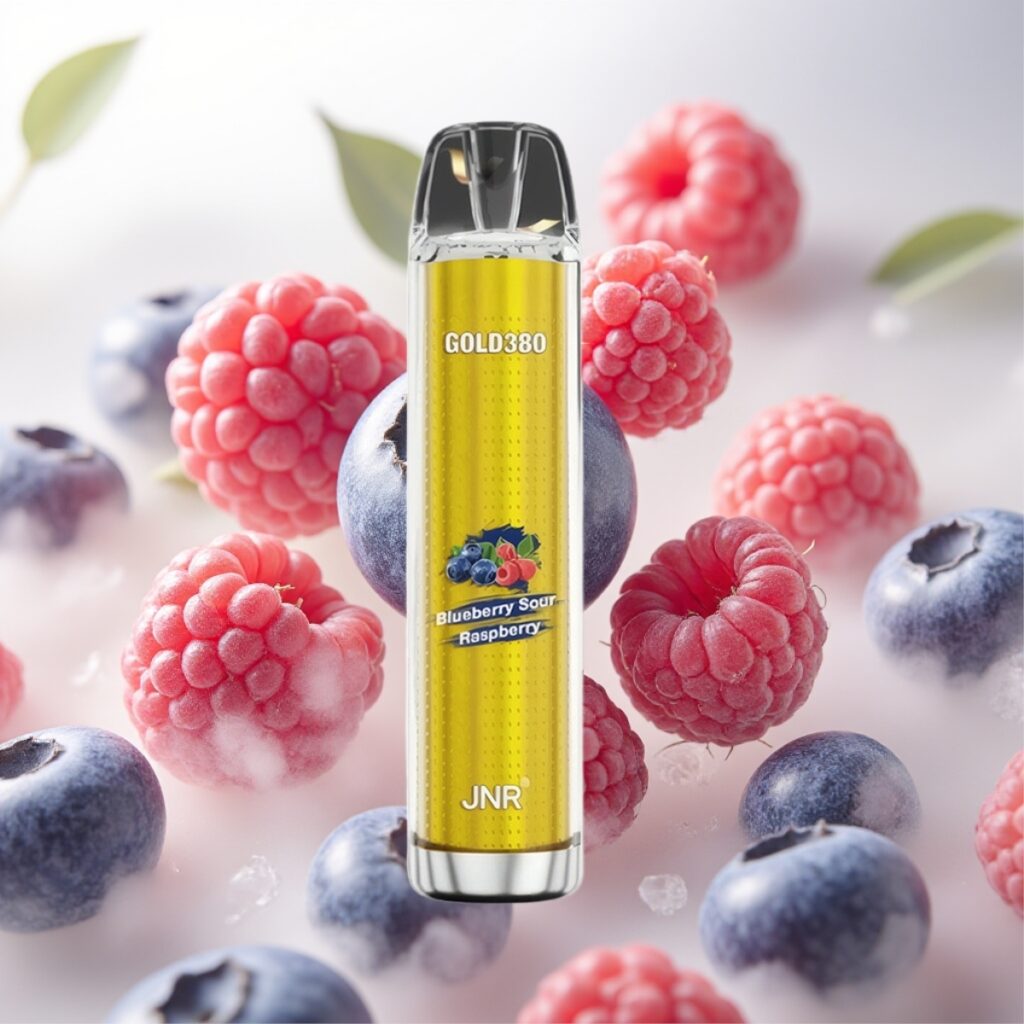 JNR Glod380 6000 Puffs Engangsvape – Blåbær Sur Bringebær, 1500mAh, 1.0ohm Mesh Coil