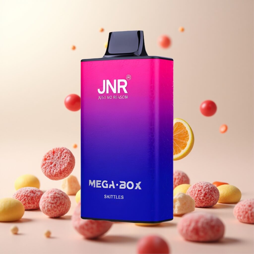 JNR Mega Box 25000 Puffs Engangs Vape - 30ml E-væske, 850mAh Batteri, Dual Mesh Coil & Skittles Smak
