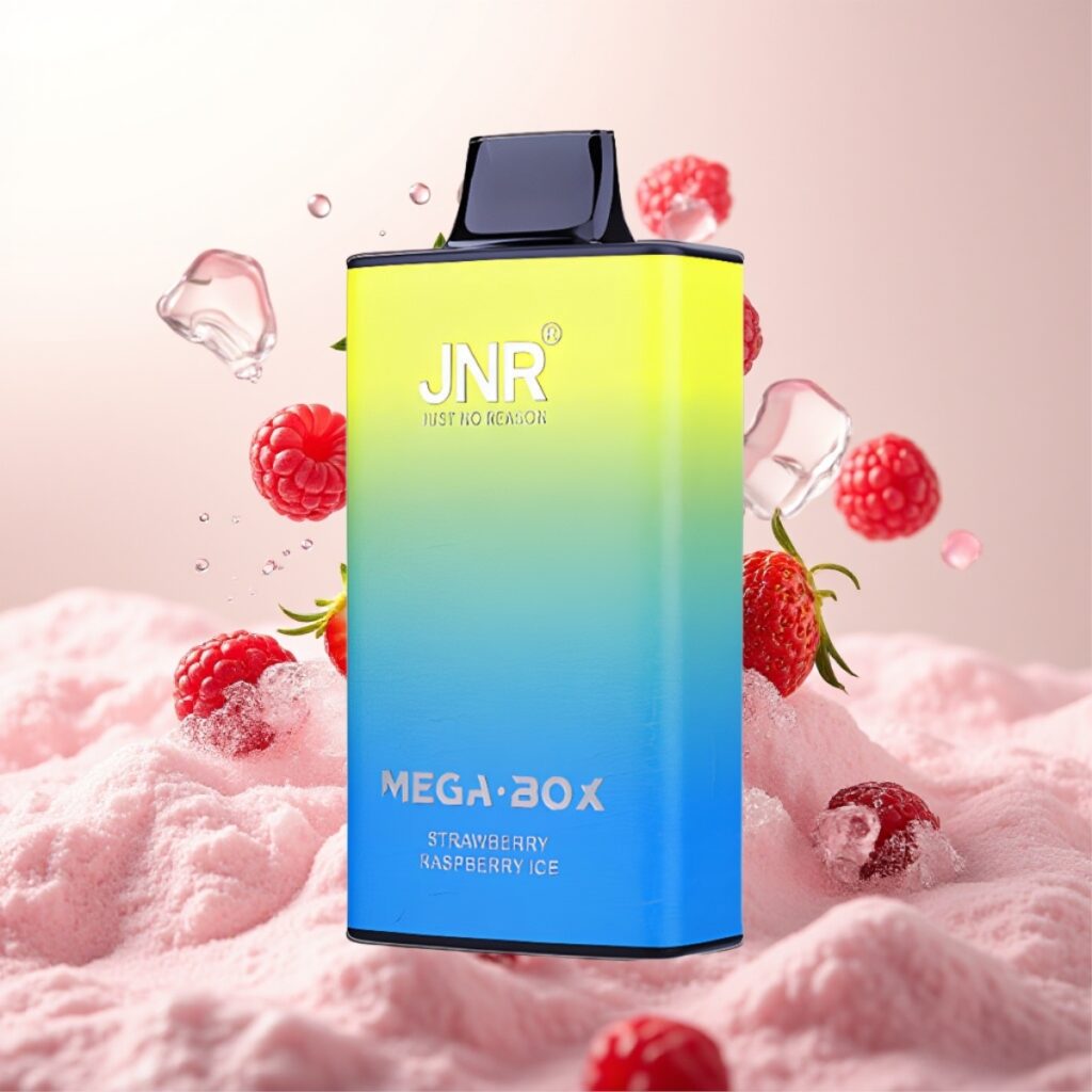 JNR Mega Box 25000 Puffs Engangs Vape Jordbær Bringebær Is – 30ml E-væske, 850mAh Batteri, Type-C Ladning