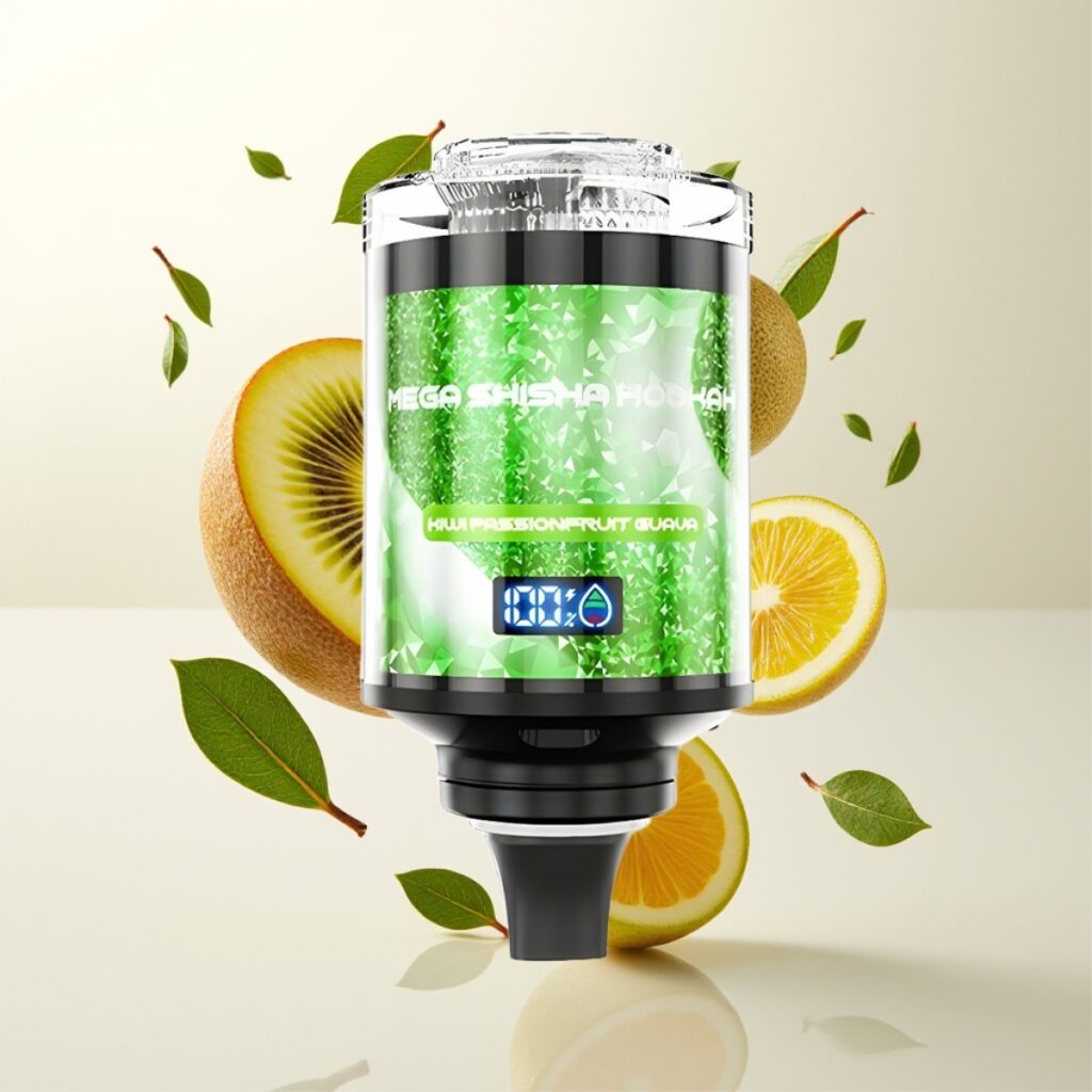 JNR Mega Shisha Hookah Desktop Kompatibilitet 100K Puffs, 60ml, 2200mAh, Type-C, Kiwi Pasjonsfrukt Guava