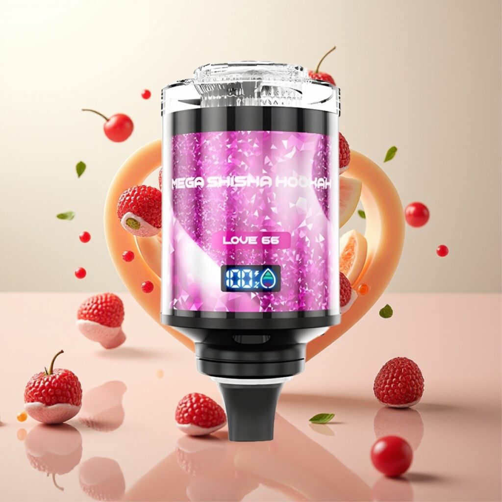 JNR Mega Shisha Hookah Skrivebordskompatibilitet – 100K puff, 60ml e-væske, 2200mAh batteri, Type-C lading, justerbar luftstrøm