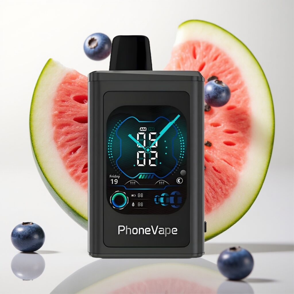 JNR PhoneVape 30000 puffs Engangs Vape Blåbær Vannmelon – 850mAh, Type-C-ladbar, Justerbar Luftstrøm, Skjerm