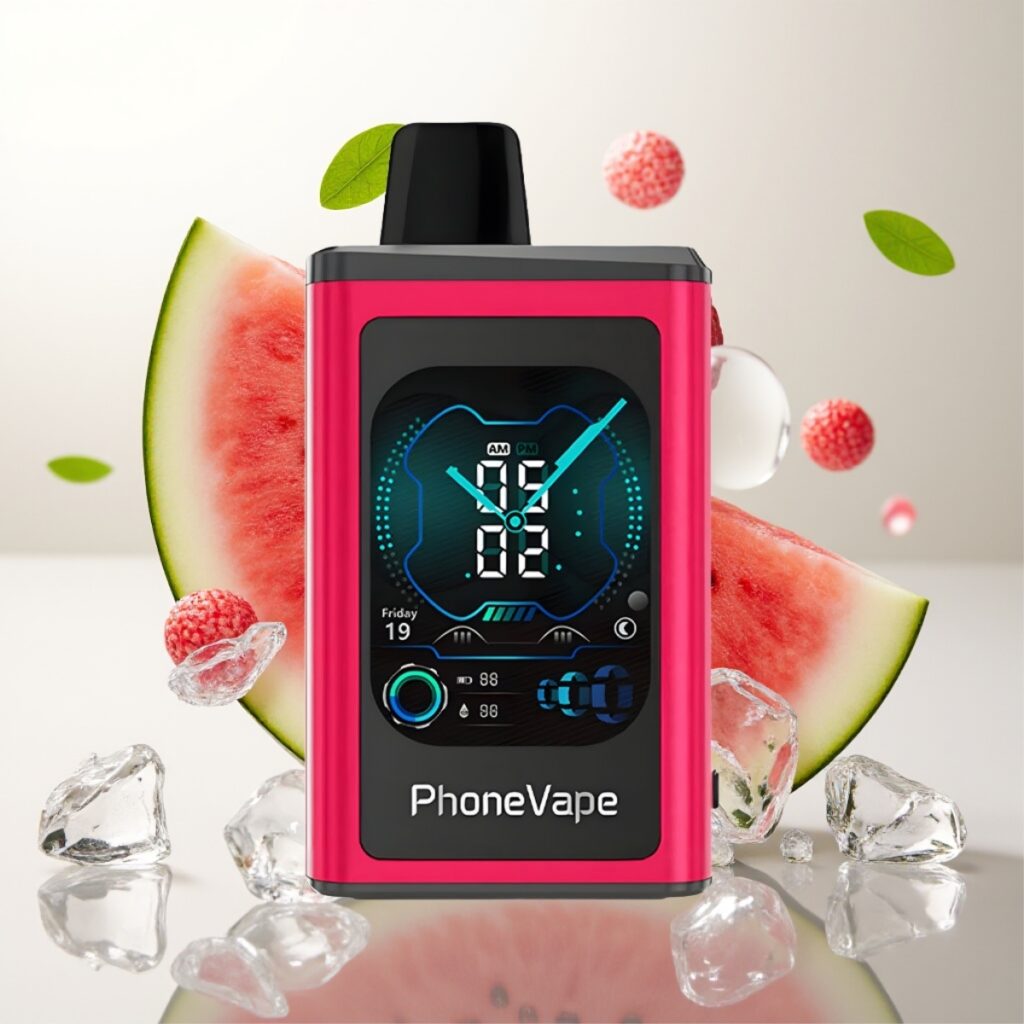 JNR PhoneVape 30000 puffs Engangsvape - 850mAh Type-C-ladbar, Turbo Mode, Justerbar Luftstrøm, Appstyrt, Vannmelon Is