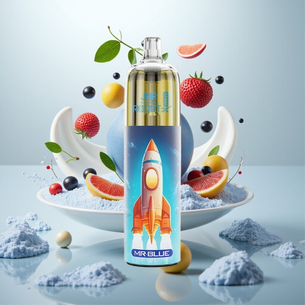 JNR Rocket-X 12400 Puffs Engangs Vape – Justerbar Luftstrøm, 25ml e-Væske, Type-C Lading, Mr Blå