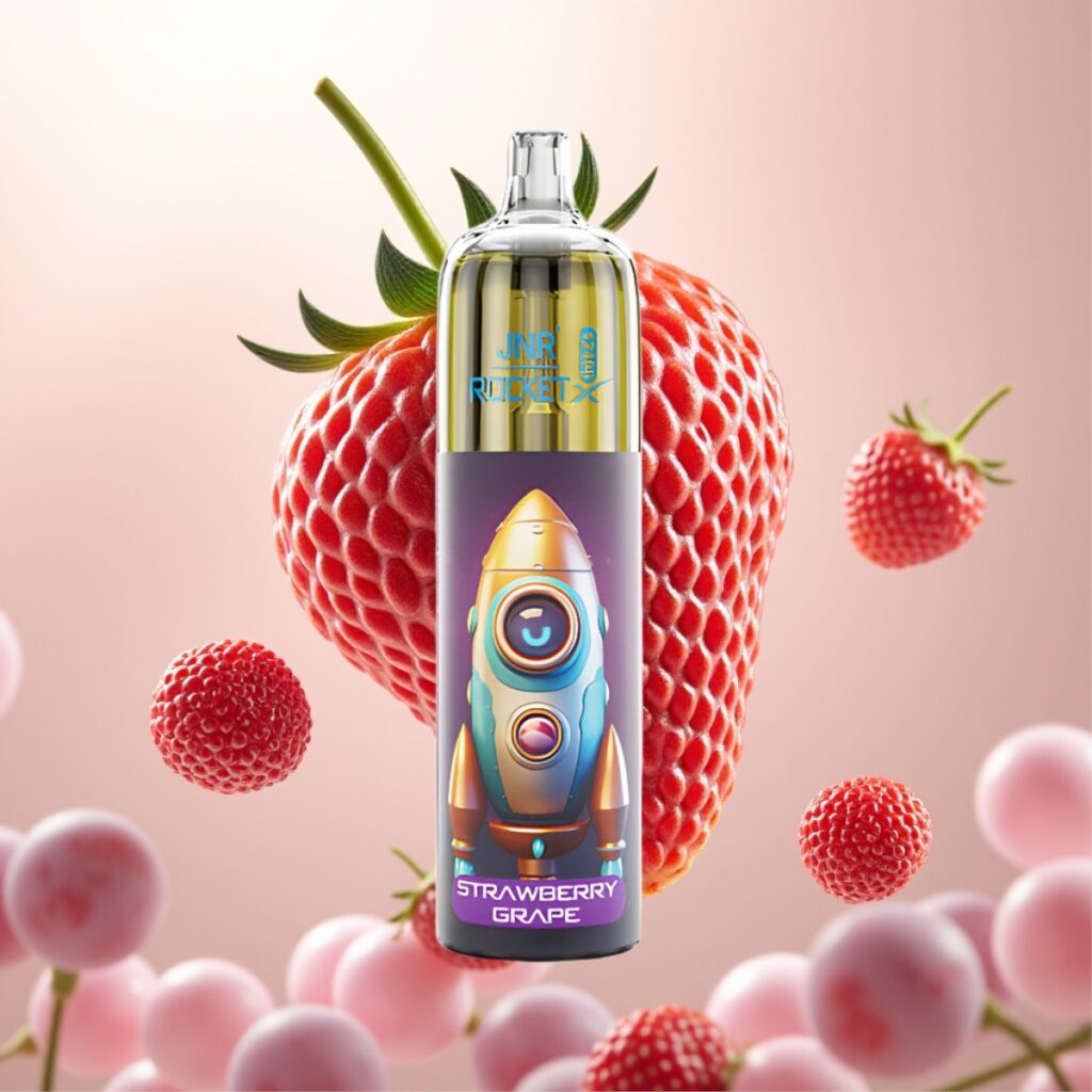 JNR Rocket-X 12400 Puffs Engangs Vape med Justerbar Luftstrøm, RGB-belysning, 850mAh Batteri - Jordbær Drue
