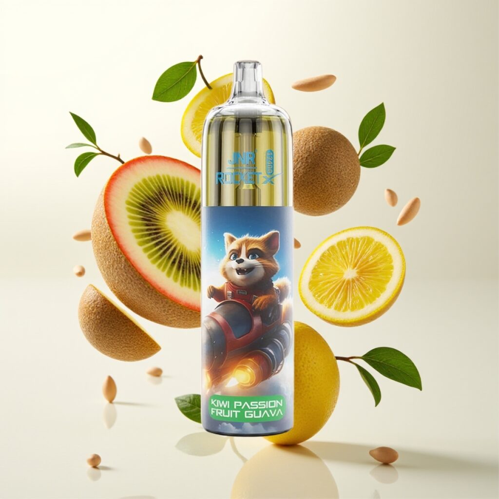 JNR Rocket-X 12400 Puffs Engangs Vape med Justerbar Luftstrøm, RGB-belysning, 850mAh Batteri – Kiwi Pasjonsfrukt Guava