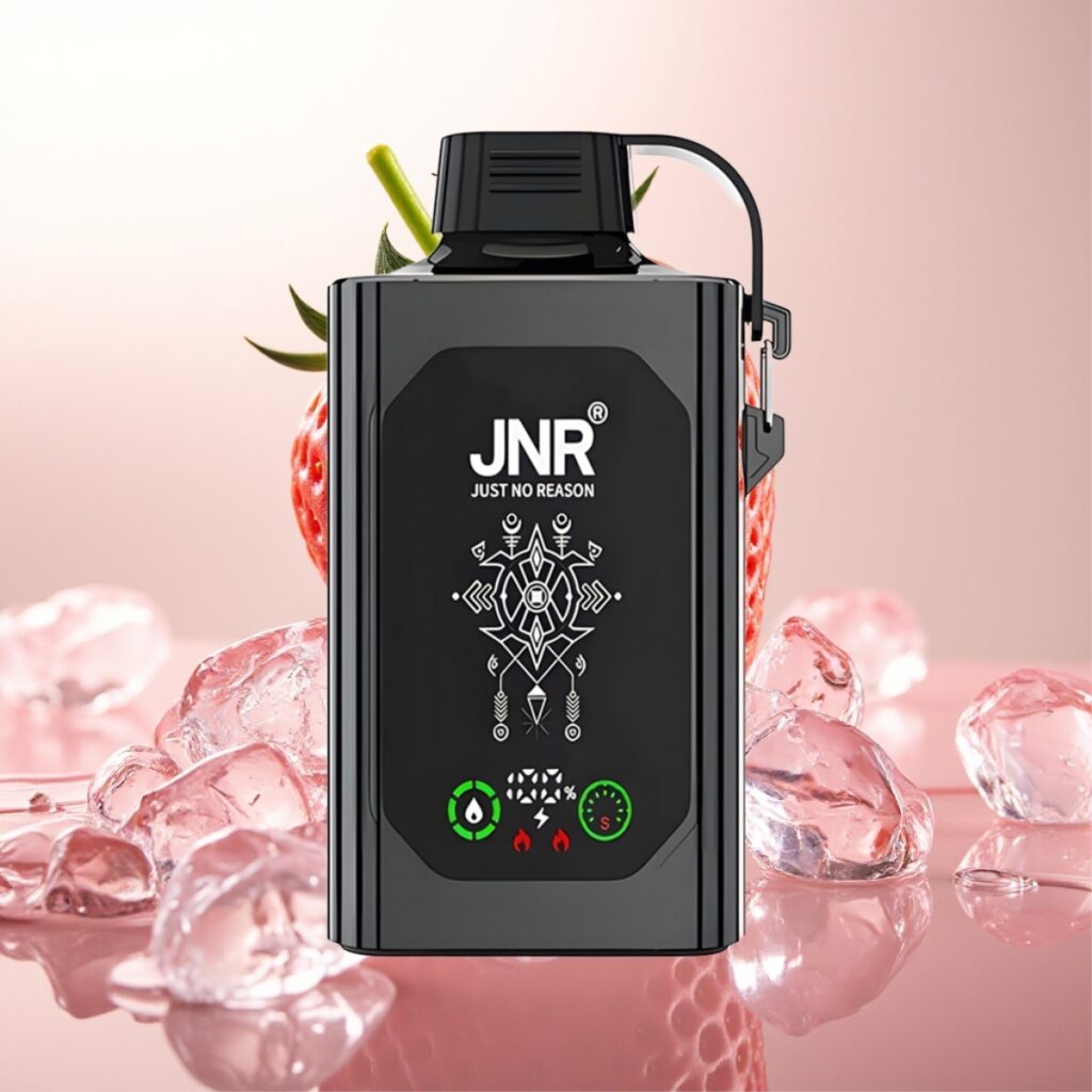 JNR Shisha Hookah Box 20500 Puffs Engangs Vape Jordbær Is – HD Display, 1000mAh, Type-C Lading