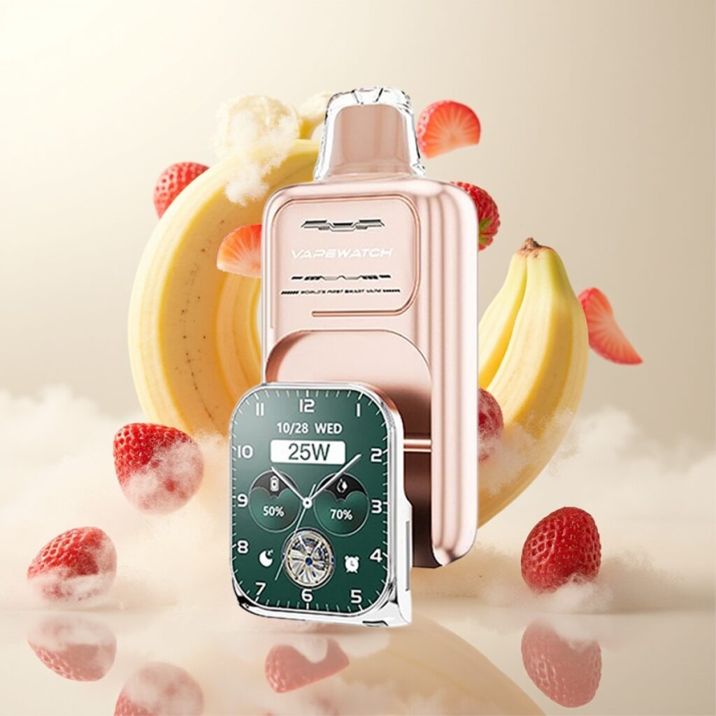 JNR VapeWatch 30000 Puffs Engangs Vape Jordbær Banan – 30 000 puffs, 1000mAh, Type-C