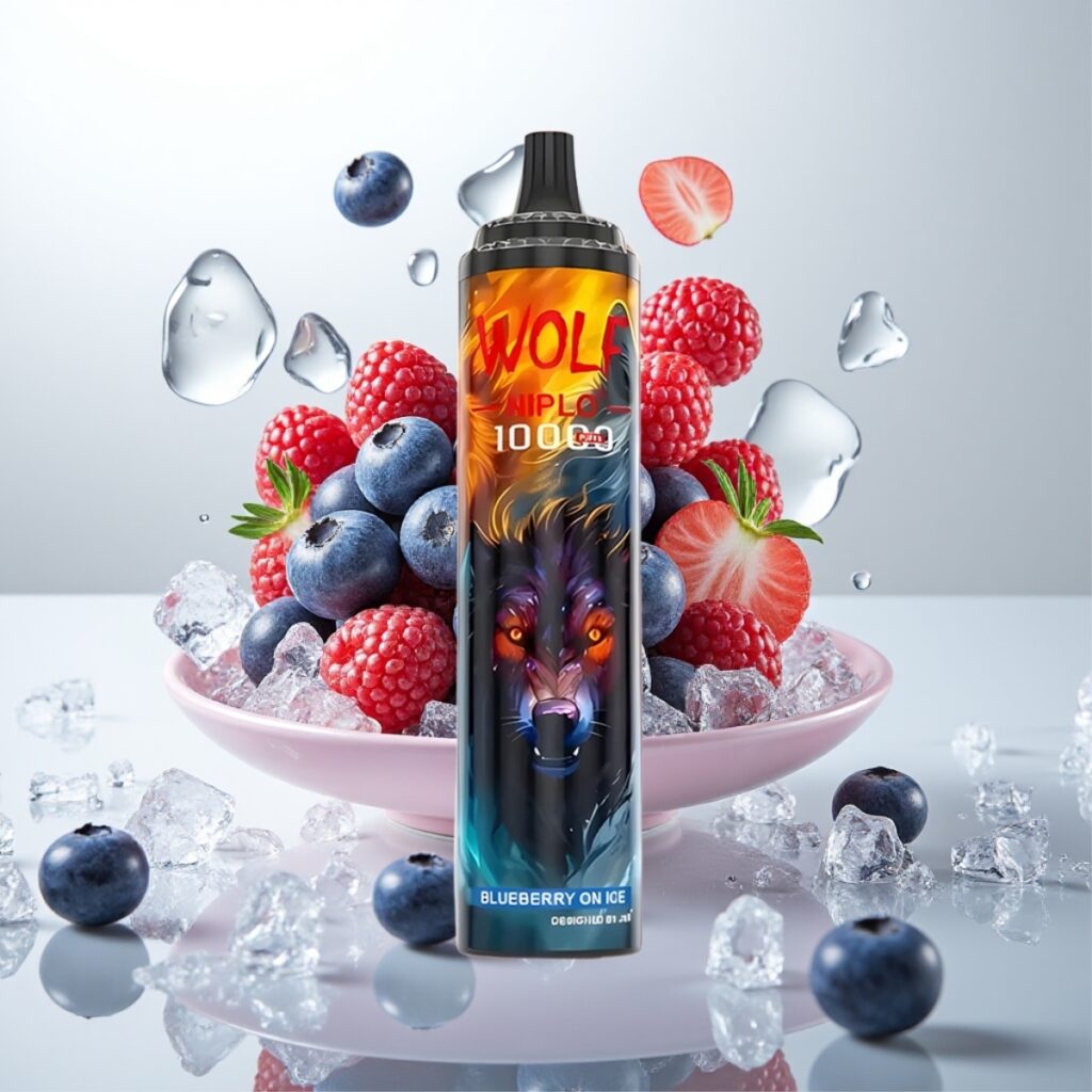 JNR Wolf Niplo 10000 Puffs Engangsdamp Blåbær På Is – 20ml, 650mAh, Type-C