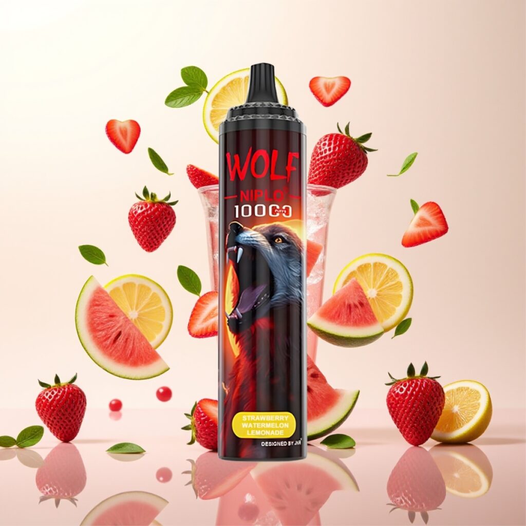 JNR Wolf Niplo 10000 Puffs Engangsdamper Jordbær Vannmelon Lemonade – 20ml, 650mAh, Type-C