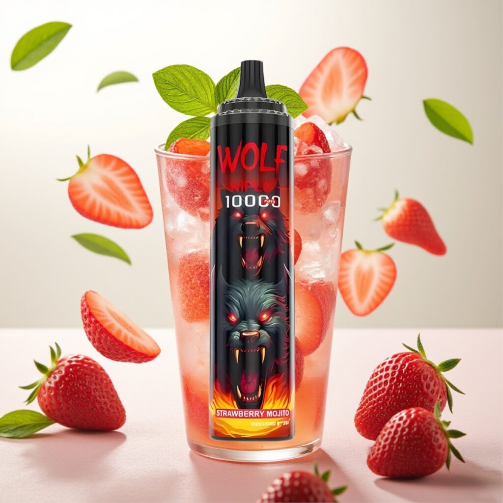 JNR Wolf Niplo 10000 Puffs Engangsvape Jordbær Mojito – 20ml, 650mAh, Type-C