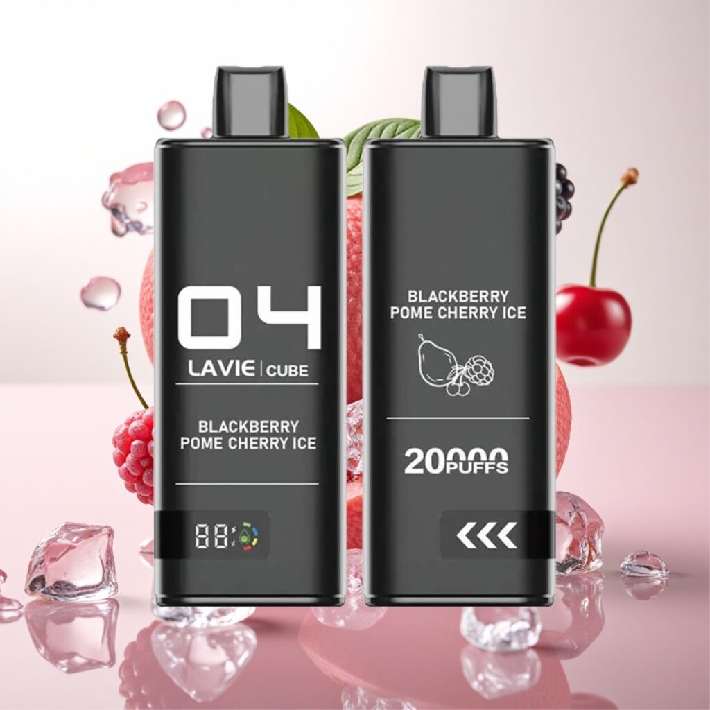 Lavie Cube 20000 Puffs Engangs Vape Bjørnebær Granateple Kirsebær Is – 28ML, 5% Salt Nicotine, Type C
