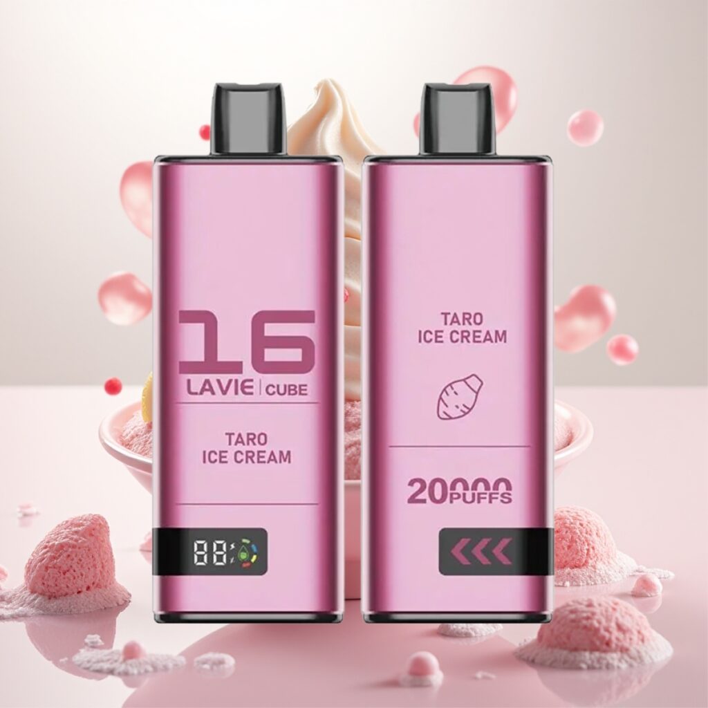 Lavie Cube 20000 Puffs Engangs Vape Taro Iskrem – 28ML, 5% salt nikotin, Type C-lading