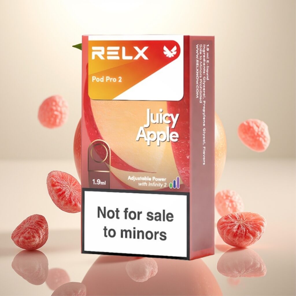 RELX Pod Pro 2 - 0% Nikotin, 600 puff, 1.9ml, 3 spenningsinnstillinger, Juicy Apple