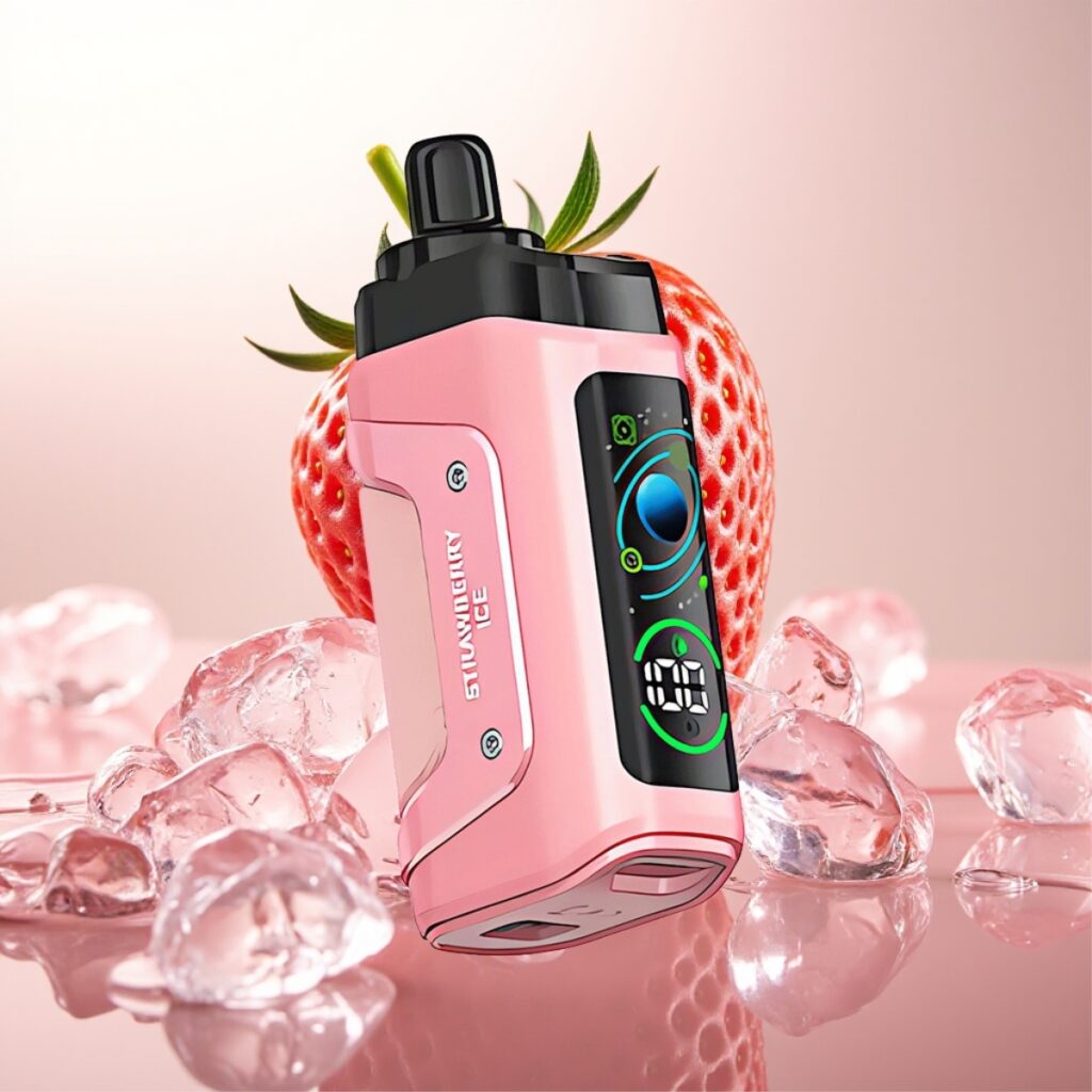 Razz Bar 45000 Puffs Engangs Vape Jordbær Is – 1.0 Ohm Mesh Coil, Justerbar Luftstrøm, 650 Mah Batteri